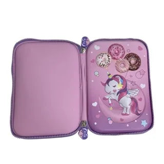 Estojo Escolar Infantil 3d Organizador 3 Divisórias Grande Estampa Com Alto Relevo