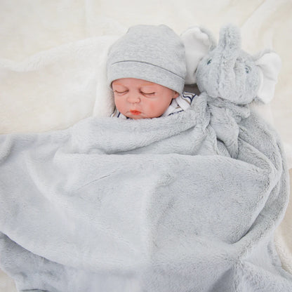 Cobertor de pelúcia para bebê, edredom para carrinho de bebê, lençol de inverno para recém-nascido, estampa de elefantes cinza, manta para envolver menino ou menina, cobertor infantil.