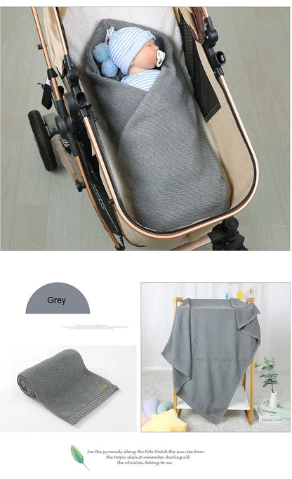 Mantas para Recém-Nascido, Artigos para Nascimento, Tecido Tricotado, Algodão, Carrinho de Bebê, Super Macio, Envoltório para Bebê, Enxoval Infantil, Menina, Manta Infantil