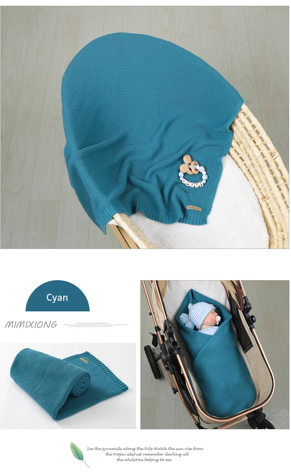 Manta para Bebê Super Macia, Envoltório para Recém-Nascido, 100*80cm, Cobertor de Tricô para Bebê e Criança, Ideal para Carrinho de Bebê, Berço e Cadeirinha de Carro