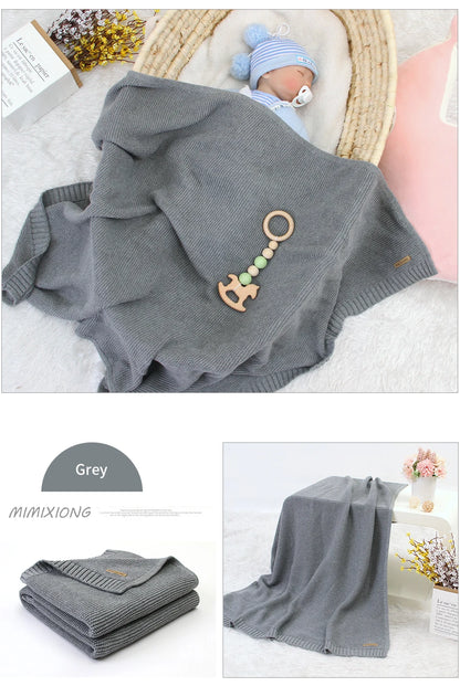 Manta para Bebê Super Macia, Envoltório para Recém-Nascido, 100*80cm, Cobertor de Tricô para Bebê e Criança, Ideal para Carrinho de Bebê, Berço e Cadeirinha de Carro