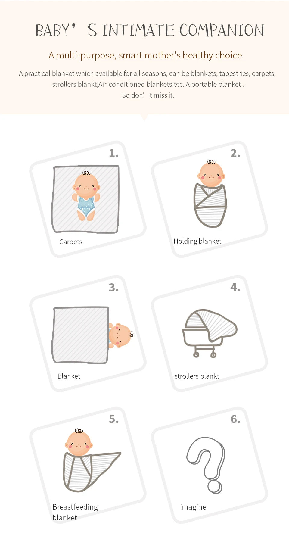 Manta de bebê tricotada, fofa, com desenho animado, macia e quentinha, ideal para enrolar e tomar banho. Mede 100 x 80 cm e pode ser usada como cobertor ou manta para carrinho de bebê.