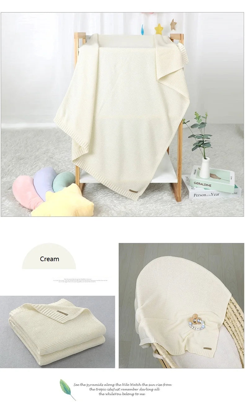 Mantas para Recém-Nascido, Artigos para Nascimento, Tecido Tricotado, Algodão, Carrinho de Bebê, Super Macio, Envoltório para Bebê, Enxoval Infantil, Menina, Manta Infantil