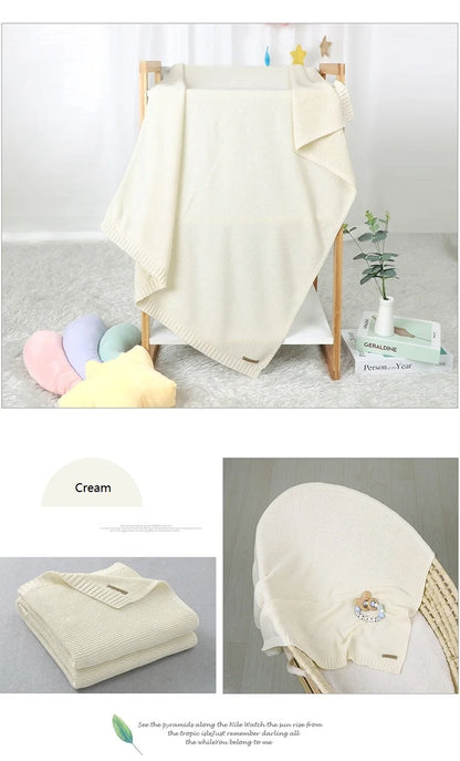 Mantas para Recém-Nascido, Artigos para Nascimento, Tecido Tricotado, Algodão, Carrinho de Bebê, Super Macio, Envoltório para Bebê, Enxoval Infantil, Menina, Manta Infantil