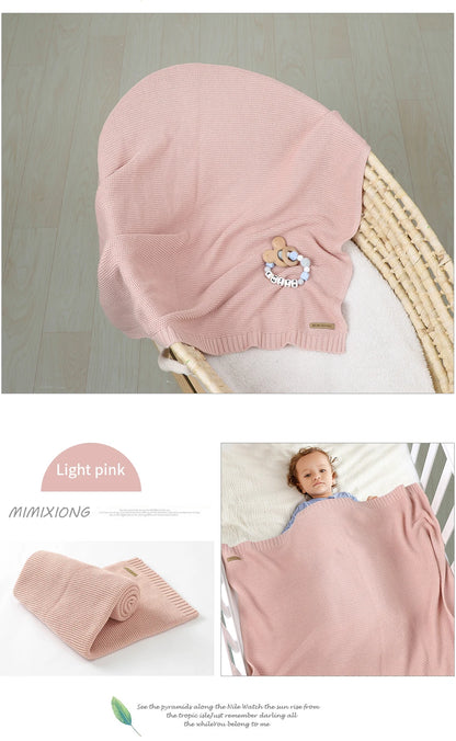 Manta para Bebê Super Macia, Envoltório para Recém-Nascido, 100*80cm, Cobertor de Tricô para Bebê e Criança, Ideal para Carrinho de Bebê, Berço e Cadeirinha de Carro