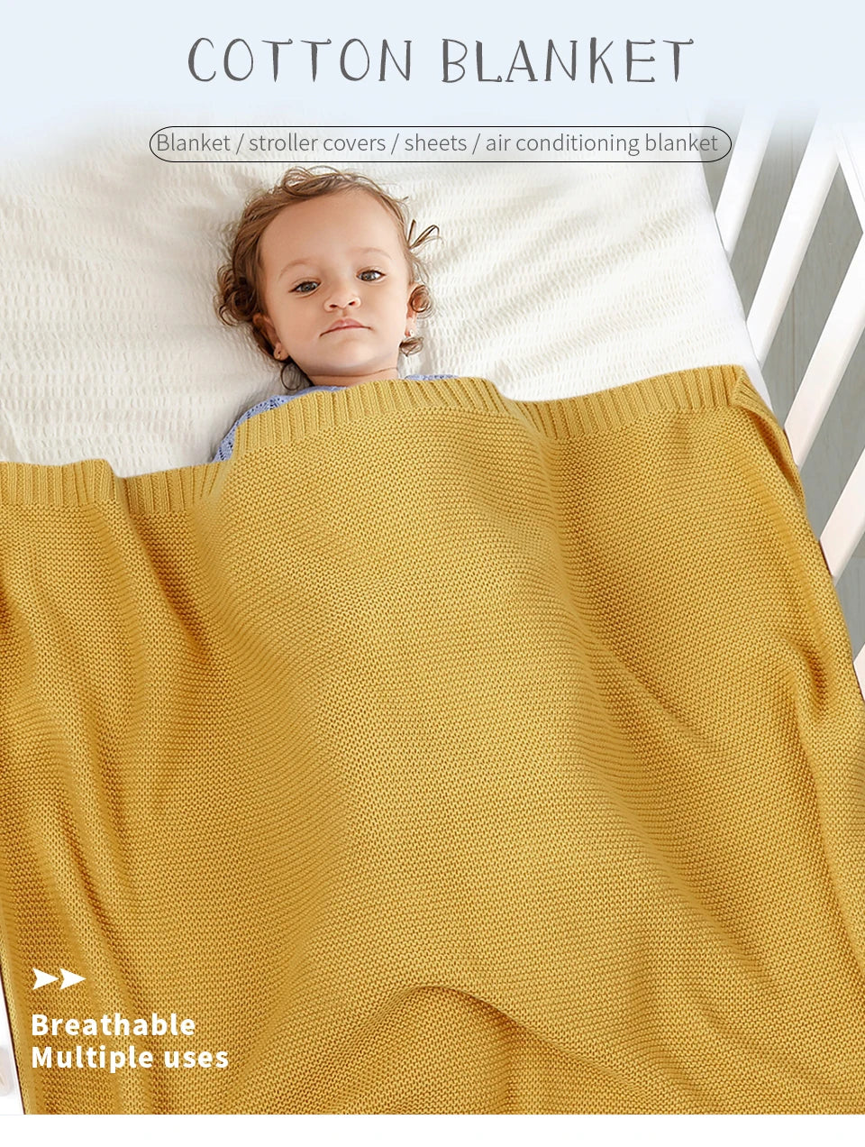 Manta para Bebê Super Macia, Envoltório para Recém-Nascido, 100*80cm, Cobertor de Tricô para Bebê e Criança, Ideal para Carrinho de Bebê, Berço e Cadeirinha de Carro