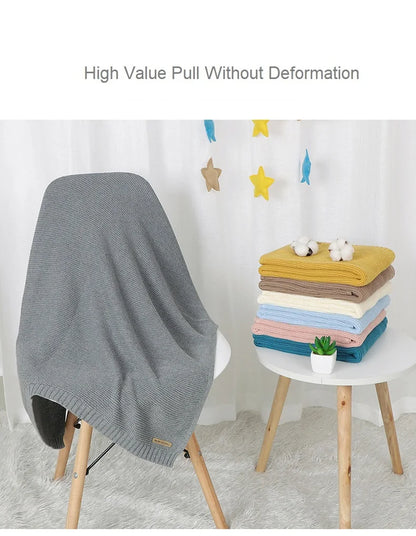 Mantas para Recém-Nascido, Artigos para Nascimento, Tecido Tricotado, Algodão, Carrinho de Bebê, Super Macio, Envoltório para Bebê, Enxoval Infantil, Menina, Manta Infantil