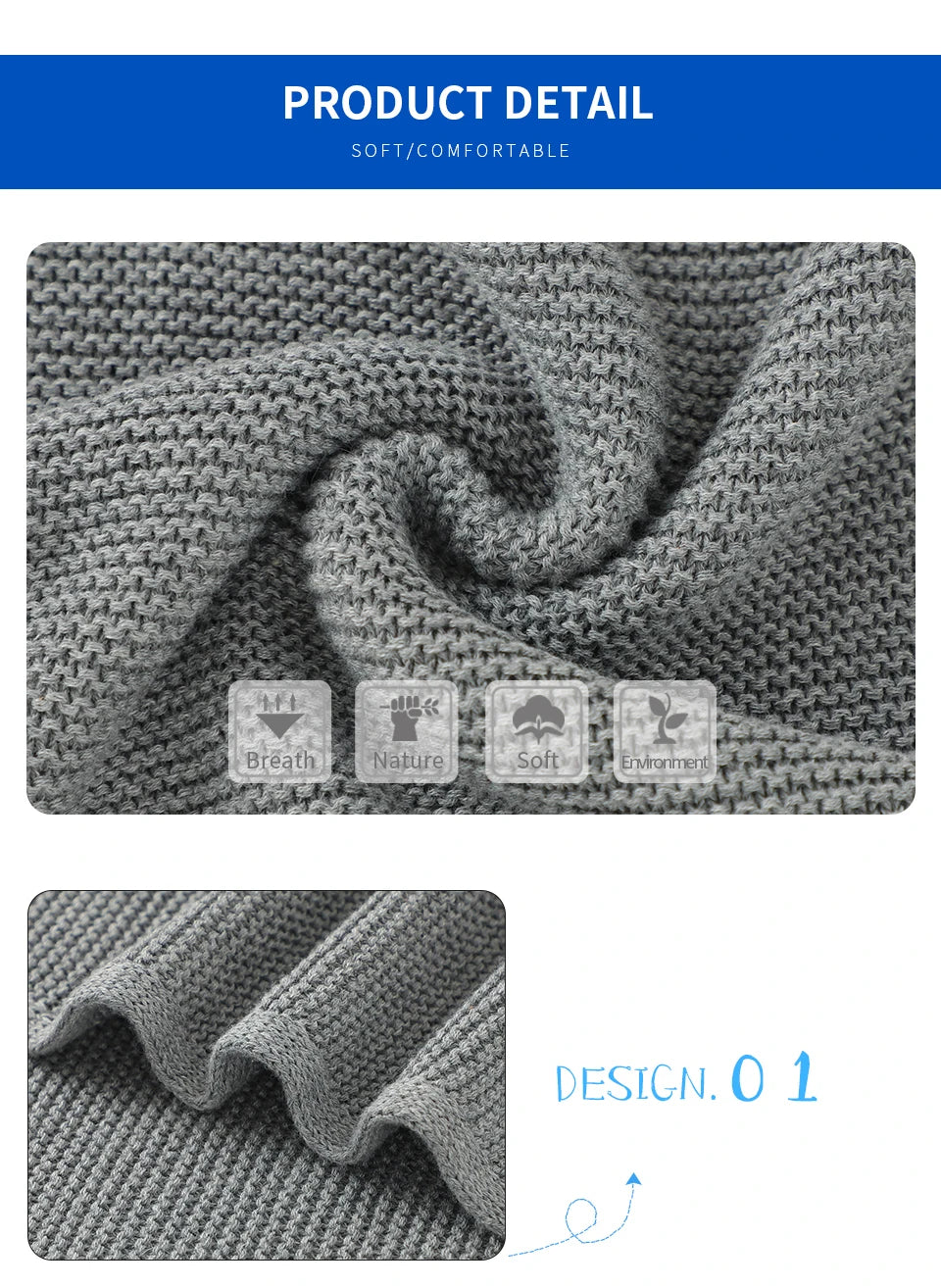 Manta para Bebê Super Macia, Envoltório para Recém-Nascido, 100*80cm, Cobertor de Tricô para Bebê e Criança, Ideal para Carrinho de Bebê, Berço e Cadeirinha de Carro