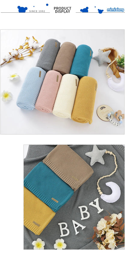 Manta para Bebê Super Macia, Envoltório para Recém-Nascido, 100*80cm, Cobertor de Tricô para Bebê e Criança, Ideal para Carrinho de Bebê, Berço e Cadeirinha de Carro