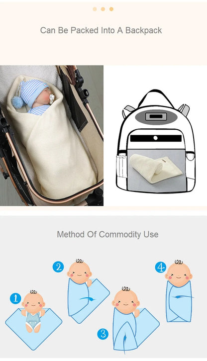 Mantas para Recém-Nascido, Artigos para Nascimento, Tecido Tricotado, Algodão, Carrinho de Bebê, Super Macio, Envoltório para Bebê, Enxoval Infantil, Menina, Manta Infantil