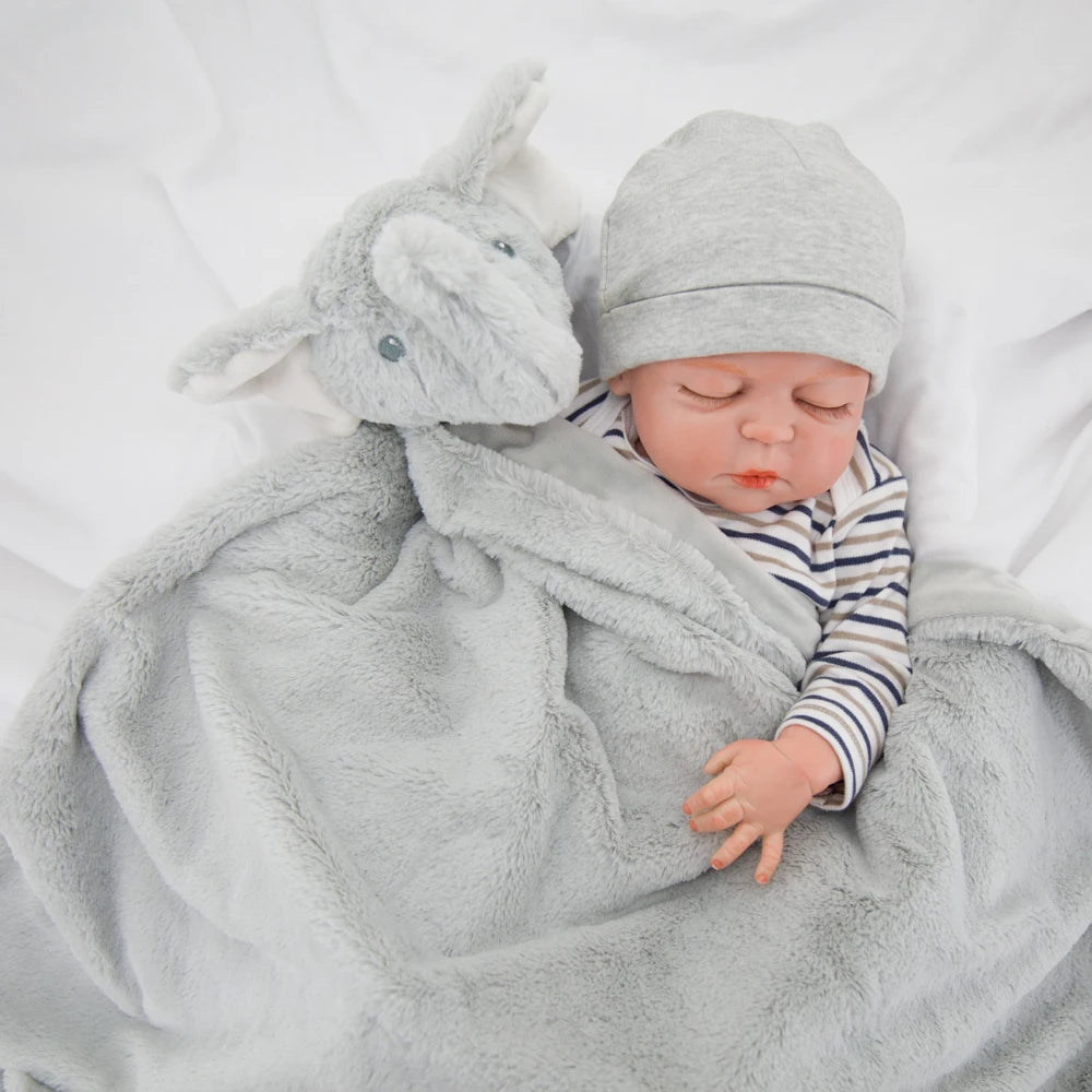 Cobertor de pelúcia para bebê, edredom para carrinho de bebê, lençol de inverno para recém-nascido, estampa de elefantes cinza, manta para envolver menino ou menina, cobertor infantil.