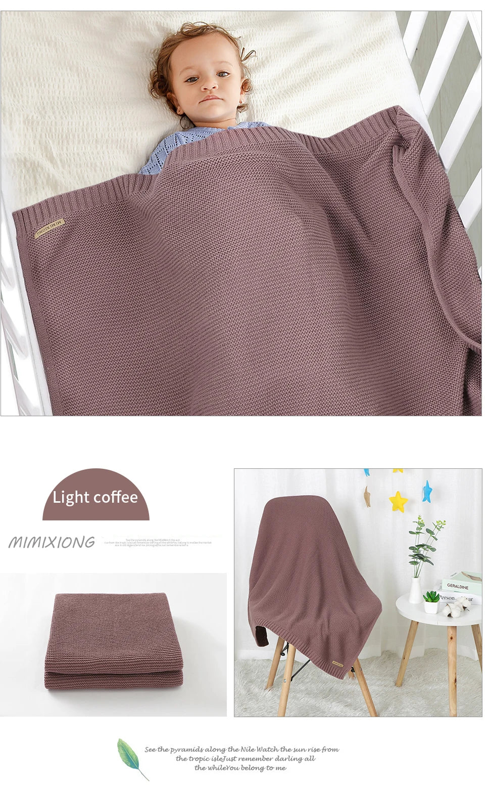 Manta para Bebê Super Macia, Envoltório para Recém-Nascido, 100*80cm, Cobertor de Tricô para Bebê e Criança, Ideal para Carrinho de Bebê, Berço e Cadeirinha de Carro