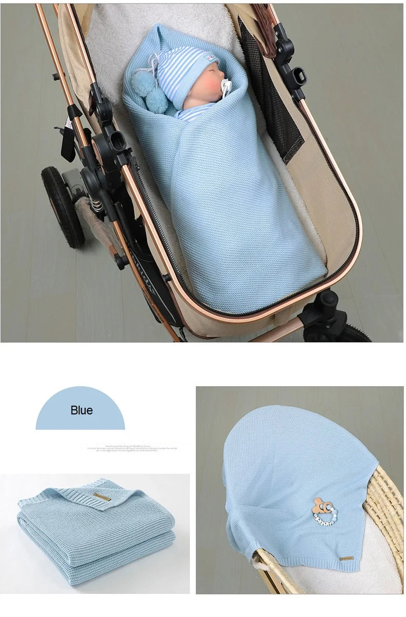 Mantas para Recém-Nascido, Artigos para Nascimento, Tecido Tricotado, Algodão, Carrinho de Bebê, Super Macio, Envoltório para Bebê, Enxoval Infantil, Menina, Manta Infantil