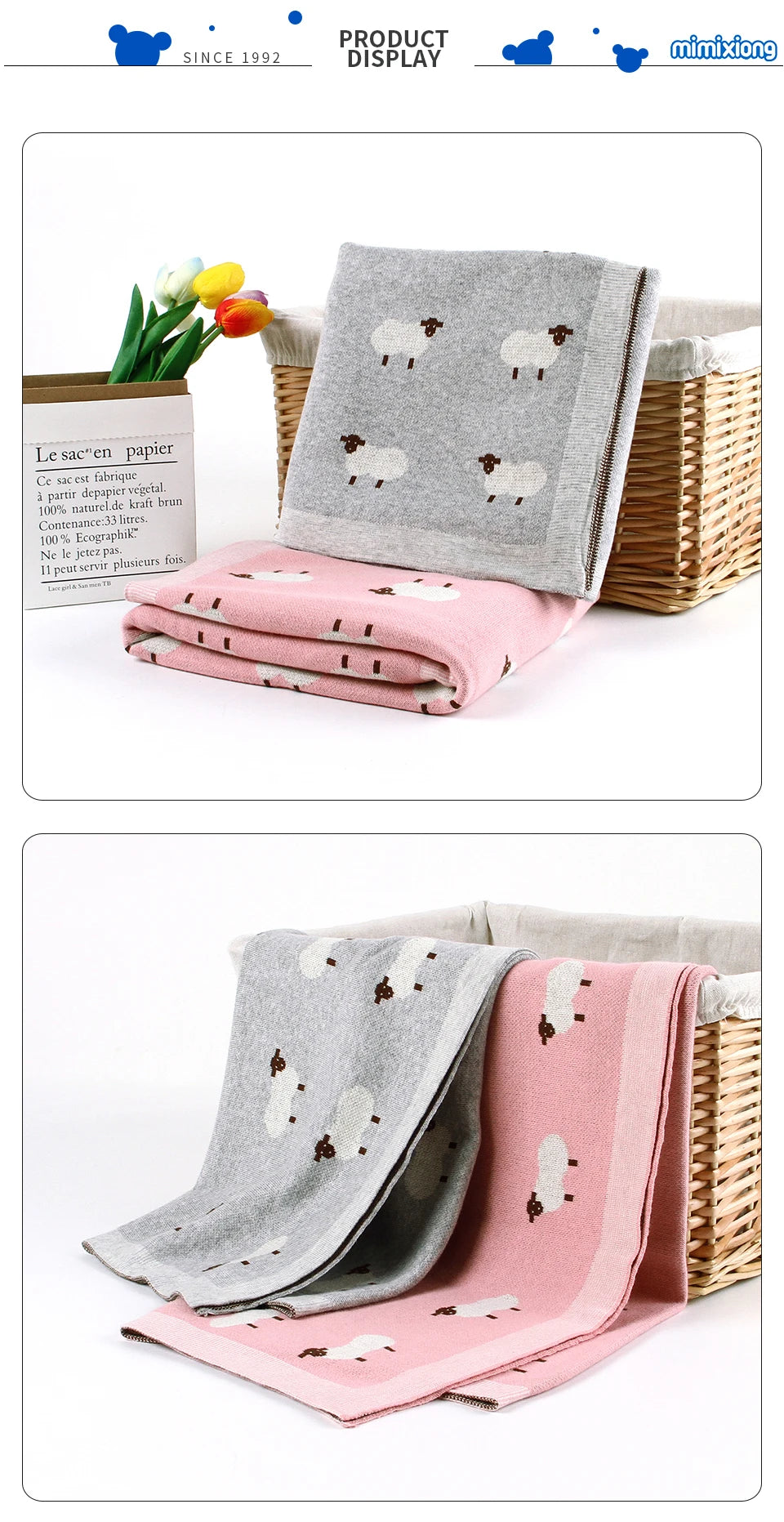 Mantas de Bebê Tricotadas para Recém-Nascidos, Envoltório para Carrinho de Bebê, Envoltório para Berço, Desenho Animado de Alpaca, Manta Infantil para Meninos e Meninas, Colchas Infantis