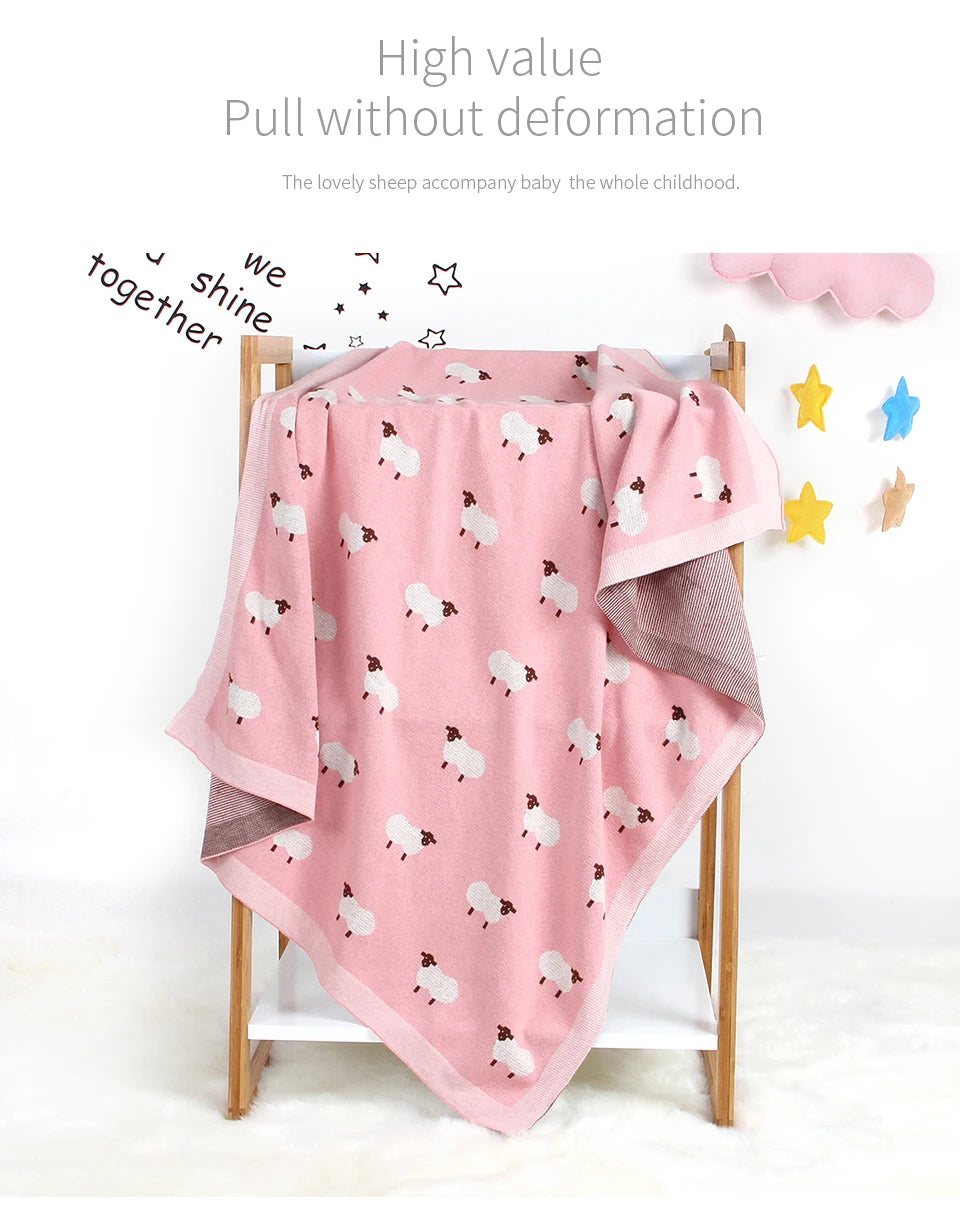Mantas de Bebê Tricotadas para Recém-Nascidos, Envoltório para Carrinho de Bebê, Envoltório para Berço, Desenho Animado de Alpaca, Manta Infantil para Meninos e Meninas, Colchas Infantis