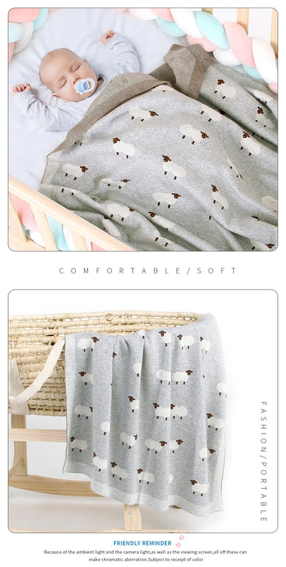 Mantas de Bebê Tricotadas para Recém-Nascidos, Envoltório para Carrinho de Bebê, Envoltório para Berço, Desenho Animado de Alpaca, Manta Infantil para Meninos e Meninas, Colchas Infantis