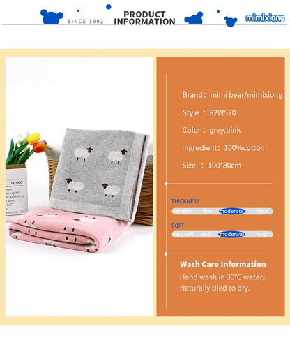 Mantas de Bebê Tricotadas para Recém-Nascidos, Envoltório para Carrinho de Bebê, Envoltório para Berço, Desenho Animado de Alpaca, Manta Infantil para Meninos e Meninas, Colchas Infantis