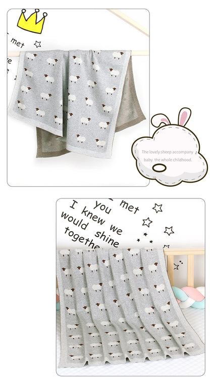 Mantas de Bebê Tricotadas para Recém-Nascidos, Envoltório para Carrinho de Bebê, Envoltório para Berço, Desenho Animado de Alpaca, Manta Infantil para Meninos e Meninas, Colchas Infantis