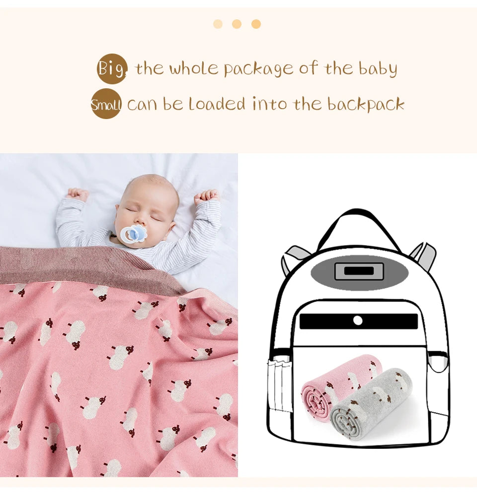 Mantas de Bebê Tricotadas para Recém-Nascidos, Envoltório para Carrinho de Bebê, Envoltório para Berço, Desenho Animado de Alpaca, Manta Infantil para Meninos e Meninas, Colchas Infantis