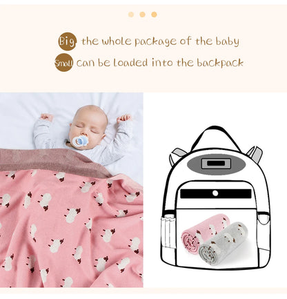 Mantas de Bebê Tricotadas para Recém-Nascidos, Envoltório para Carrinho de Bebê, Envoltório para Berço, Desenho Animado de Alpaca, Manta Infantil para Meninos e Meninas, Colchas Infantis
