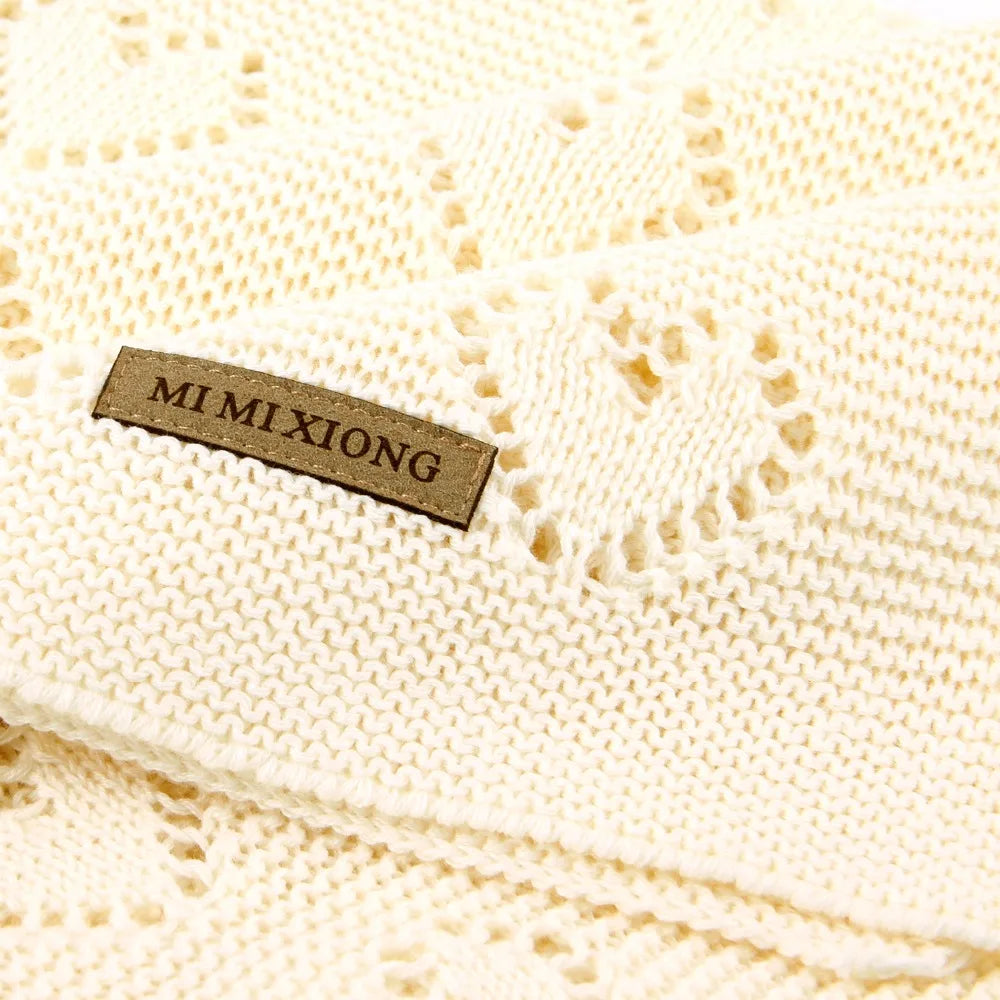 Mantas de bebê tricotadas para recém-nascidos, colchas para carrinho de bebê, edredons de algodão para envolver bebês e crianças pequenas, mantas unissex 100*80cm