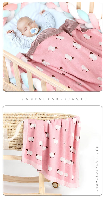 Mantas de Bebê Tricotadas para Recém-Nascidos, Envoltório para Carrinho de Bebê, Envoltório para Berço, Desenho Animado de Alpaca, Manta Infantil para Meninos e Meninas, Colchas Infantis