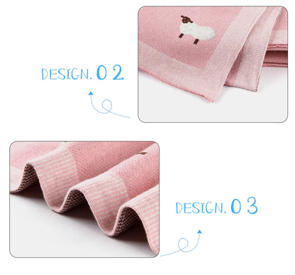 Mantas de Bebê Tricotadas para Recém-Nascidos, Envoltório para Carrinho de Bebê, Envoltório para Berço, Desenho Animado de Alpaca, Manta Infantil para Meninos e Meninas, Colchas Infantis