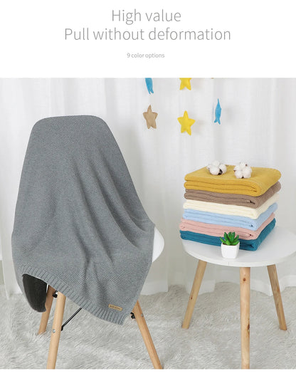 Manta para Bebê Super Macia, Envoltório para Recém-Nascido, 100*80cm, Cobertor de Tricô para Bebê e Criança, Ideal para Carrinho de Bebê, Berço e Cadeirinha de Carro