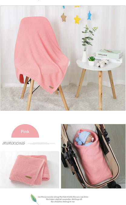 Manta para Bebê Super Macia, Envoltório para Recém-Nascido, 100*80cm, Cobertor de Tricô para Bebê e Criança, Ideal para Carrinho de Bebê, Berço e Cadeirinha de Carro
