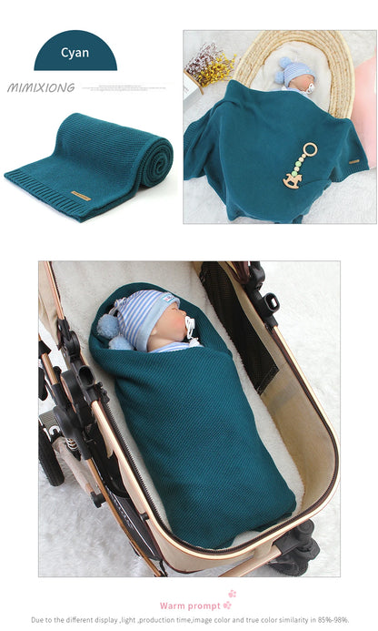 Manta para Bebê Super Macia, Envoltório para Recém-Nascido, 100*80cm, Cobertor de Tricô para Bebê e Criança, Ideal para Carrinho de Bebê, Berço e Cadeirinha de Carro