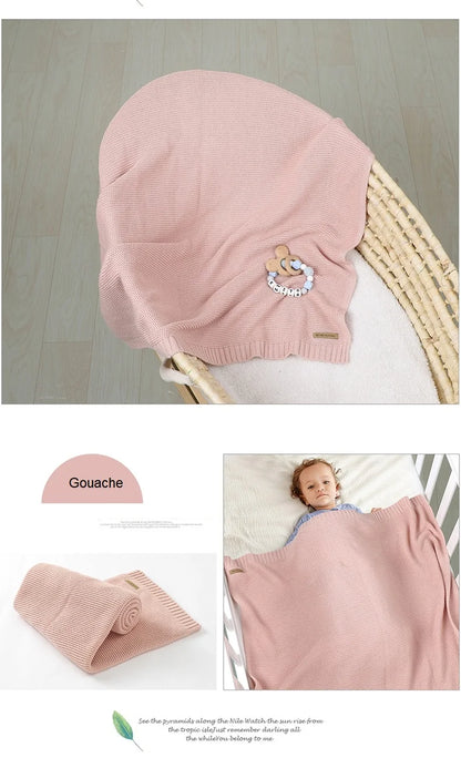 Mantas para Recém-Nascido, Artigos para Nascimento, Tecido Tricotado, Algodão, Carrinho de Bebê, Super Macio, Envoltório para Bebê, Enxoval Infantil, Menina, Manta Infantil