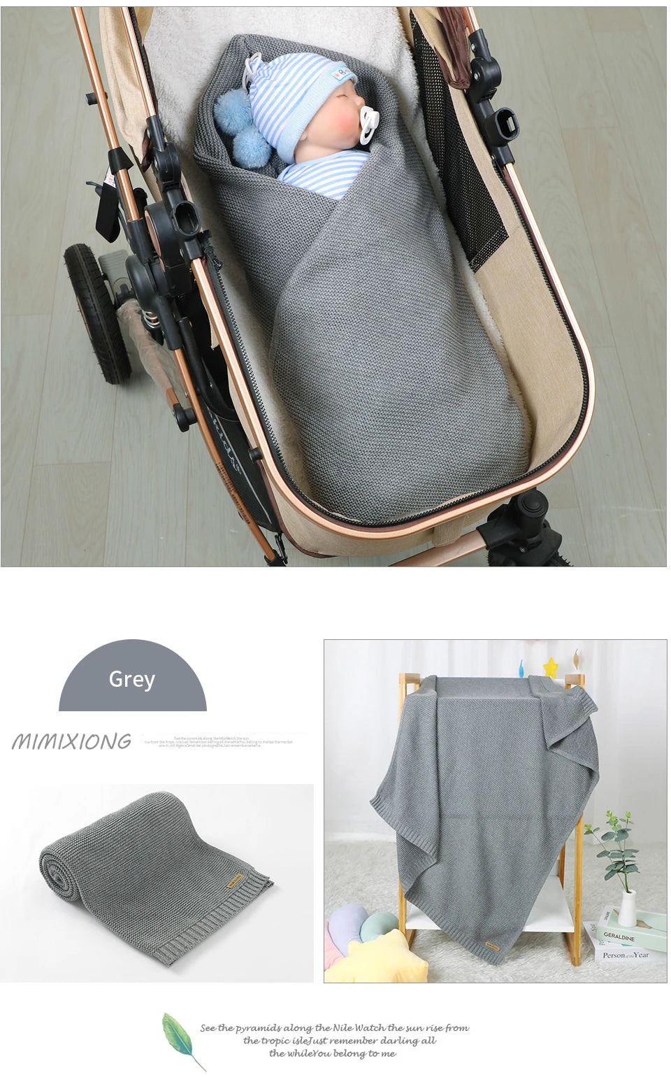 Manta para Bebê Super Macia, Envoltório para Recém-Nascido, 100*80cm, Cobertor de Tricô para Bebê e Criança, Ideal para Carrinho de Bebê, Berço e Cadeirinha de Carro