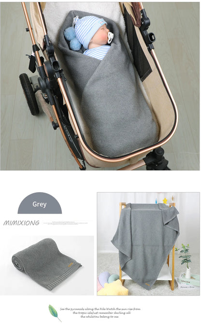 Manta para Bebê Super Macia, Envoltório para Recém-Nascido, 100*80cm, Cobertor de Tricô para Bebê e Criança, Ideal para Carrinho de Bebê, Berço e Cadeirinha de Carro