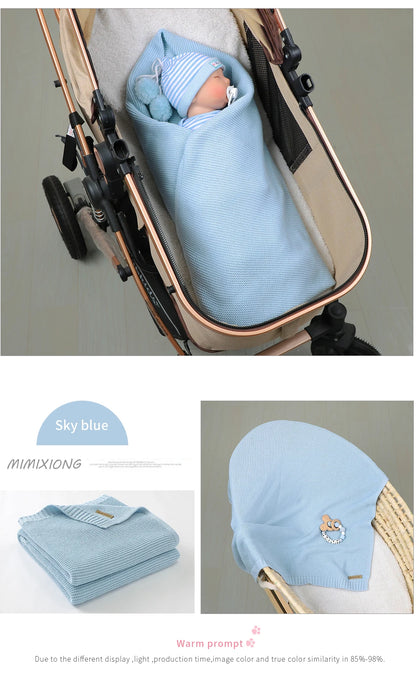 Manta para Bebê Super Macia, Envoltório para Recém-Nascido, 100*80cm, Cobertor de Tricô para Bebê e Criança, Ideal para Carrinho de Bebê, Berço e Cadeirinha de Carro