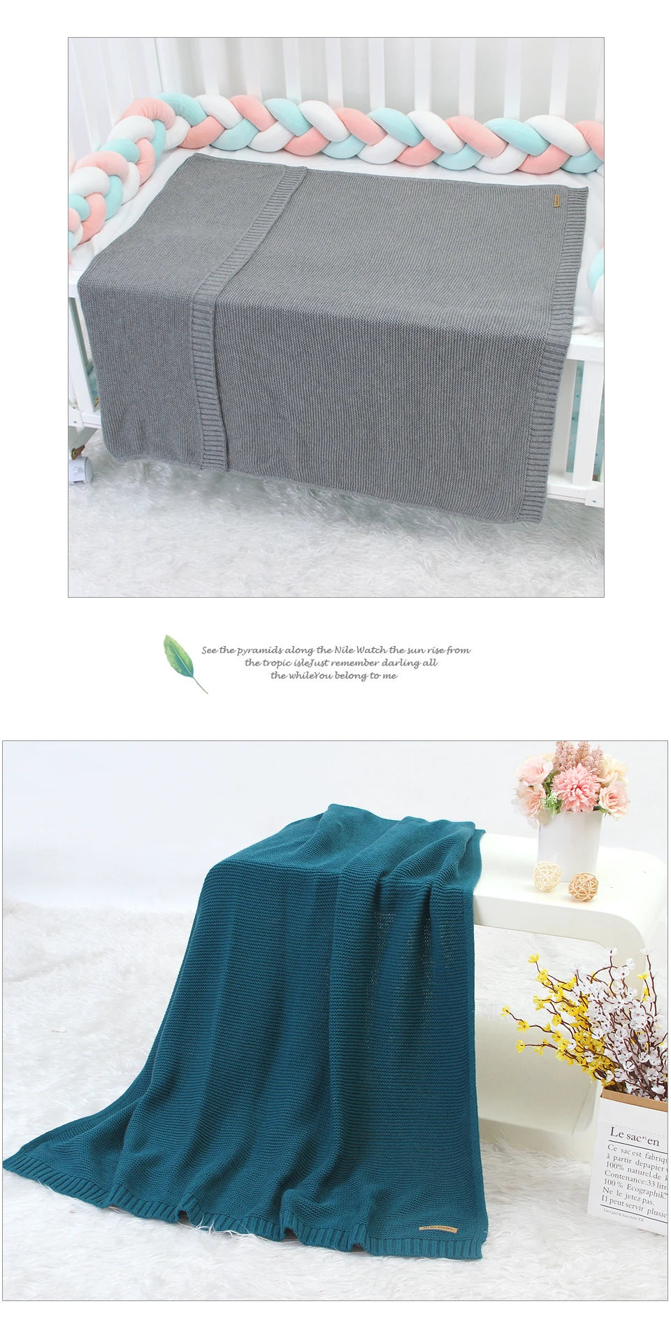 Manta para Bebê Super Macia, Envoltório para Recém-Nascido, 100*80cm, Cobertor de Tricô para Bebê e Criança, Ideal para Carrinho de Bebê, Berço e Cadeirinha de Carro