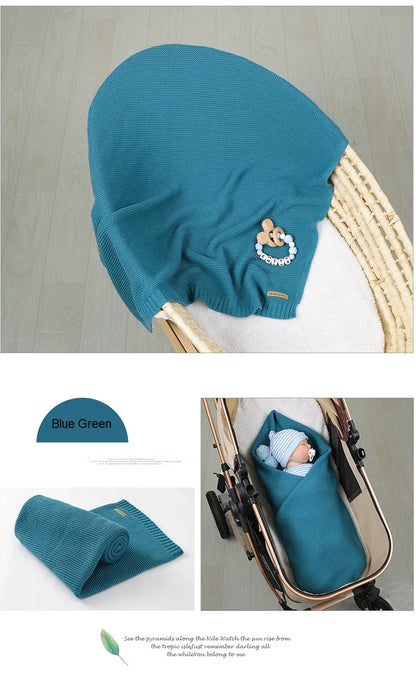 Mantas para Recém-Nascido, Artigos para Nascimento, Tecido Tricotado, Algodão, Carrinho de Bebê, Super Macio, Envoltório para Bebê, Enxoval Infantil, Menina, Manta Infantil