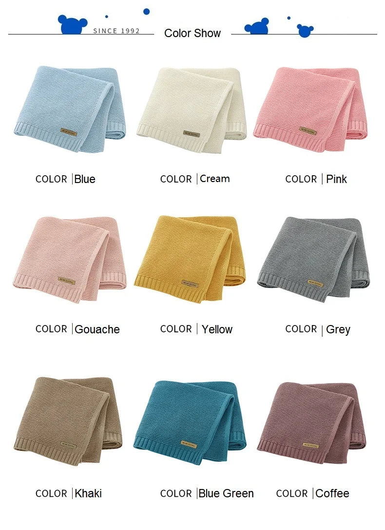 Mantas para Recém-Nascido, Artigos para Nascimento, Tecido Tricotado, Algodão, Carrinho de Bebê, Super Macio, Envoltório para Bebê, Enxoval Infantil, Menina, Manta Infantil