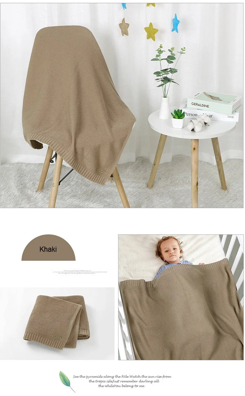 Mantas para Recém-Nascido, Artigos para Nascimento, Tecido Tricotado, Algodão, Carrinho de Bebê, Super Macio, Envoltório para Bebê, Enxoval Infantil, Menina, Manta Infantil