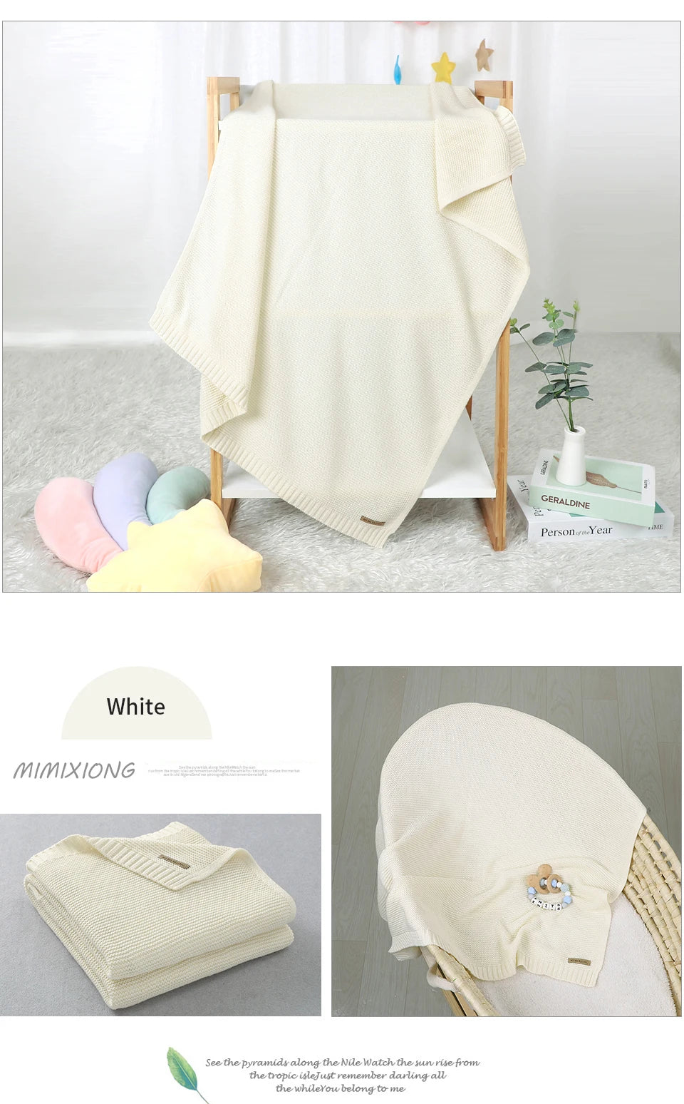 Manta para Bebê Super Macia, Envoltório para Recém-Nascido, 100*80cm, Cobertor de Tricô para Bebê e Criança, Ideal para Carrinho de Bebê, Berço e Cadeirinha de Carro