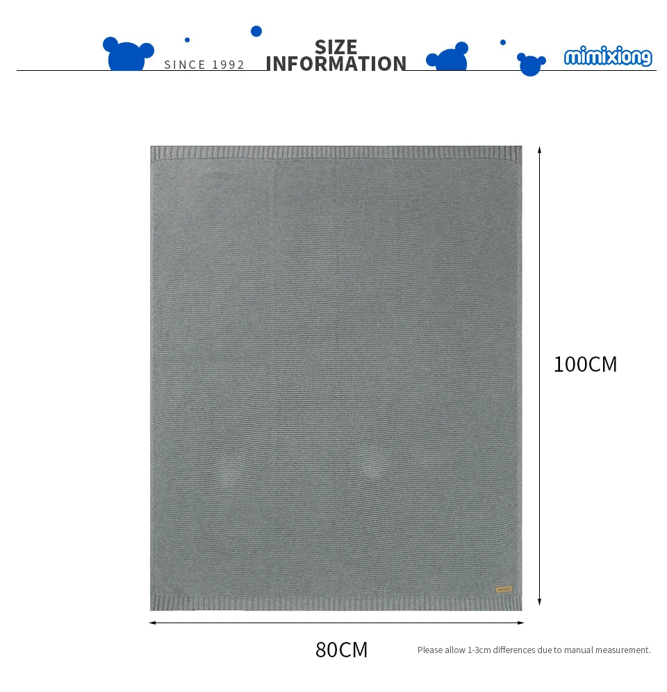 Manta para Bebê Super Macia, Envoltório para Recém-Nascido, 100*80cm, Cobertor de Tricô para Bebê e Criança, Ideal para Carrinho de Bebê, Berço e Cadeirinha de Carro