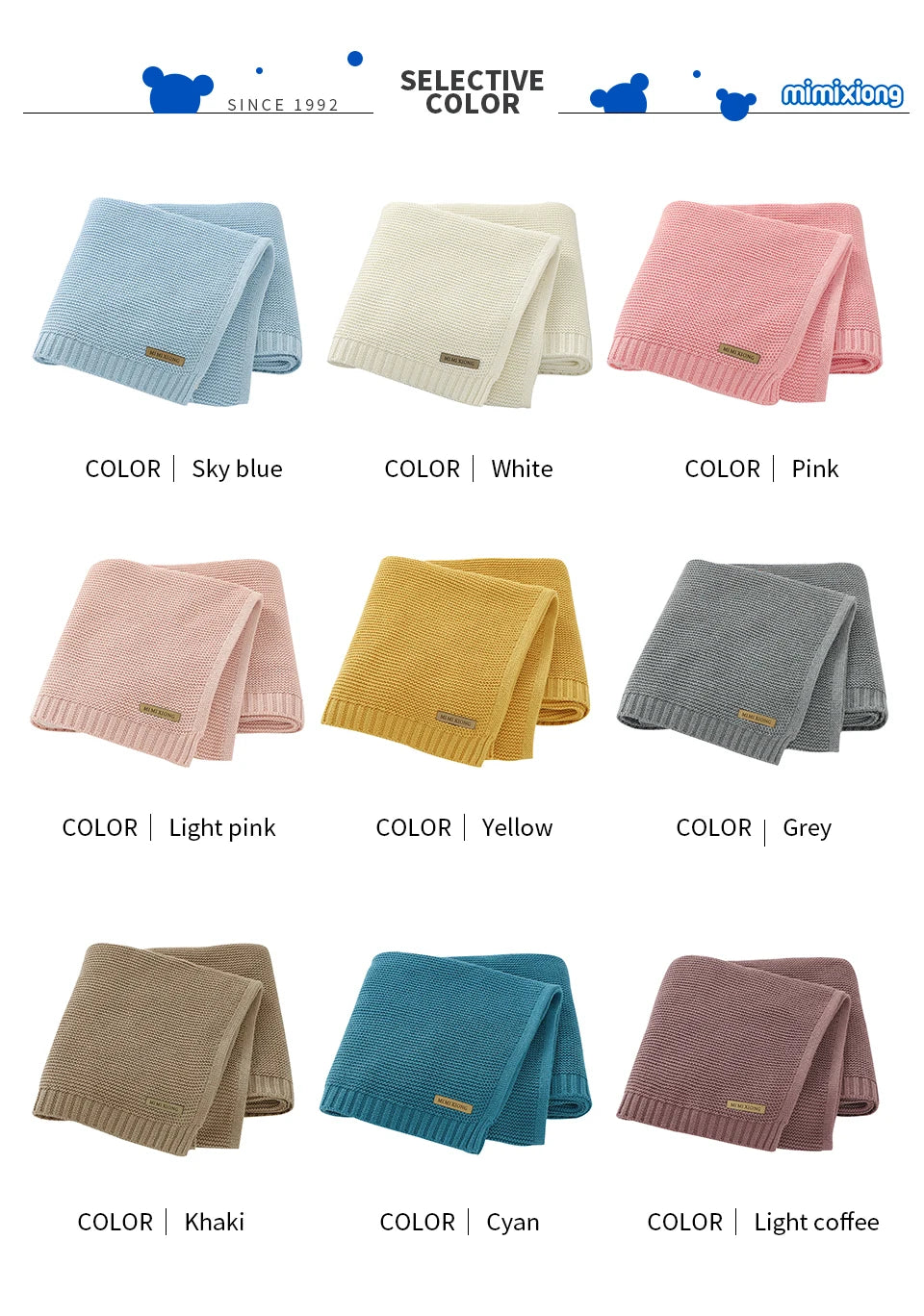 Manta para Bebê Super Macia, Envoltório para Recém-Nascido, 100*80cm, Cobertor de Tricô para Bebê e Criança, Ideal para Carrinho de Bebê, Berço e Cadeirinha de Carro