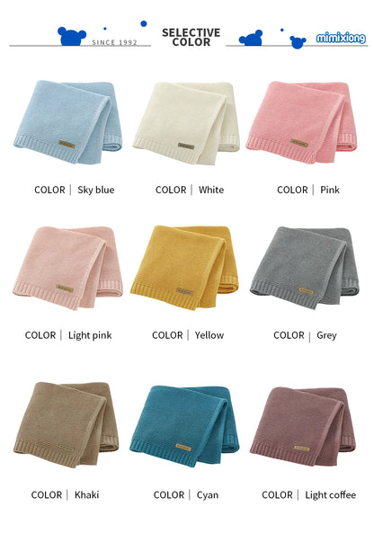 Manta para Bebê Super Macia, Envoltório para Recém-Nascido, 100*80cm, Cobertor de Tricô para Bebê e Criança, Ideal para Carrinho de Bebê, Berço e Cadeirinha de Carro