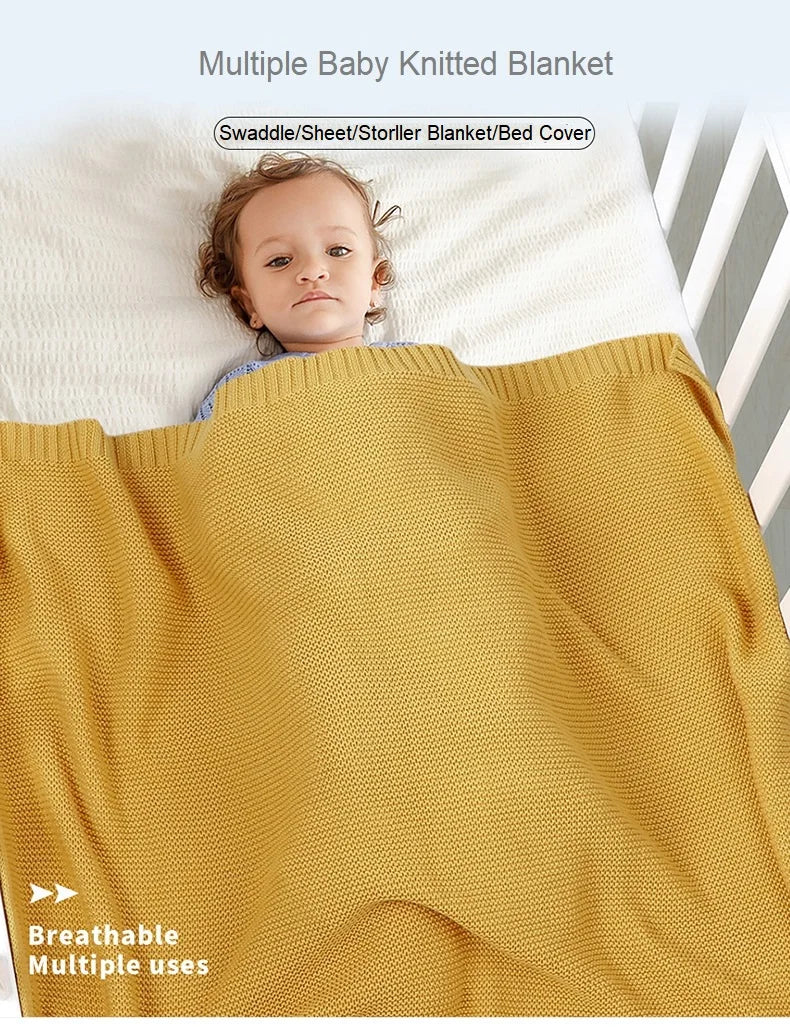 Mantas para Recém-Nascido, Artigos para Nascimento, Tecido Tricotado, Algodão, Carrinho de Bebê, Super Macio, Envoltório para Bebê, Enxoval Infantil, Menina, Manta Infantil