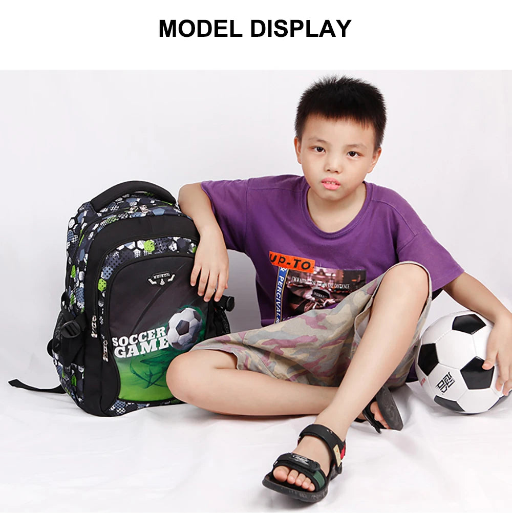 Mochila escolar infantil masculina com estampa de futebol, mochila recortada estilo anime, bolsa de viagem com estampa de futebol, mochila escolar para adolescentes.
