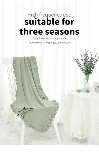 Manta para Bebê 90*70cm Tricotada Recém-Nascido Meninos Meninas Cores Sólidas Carrinho Envoltório Saco de Dormir Reversível Macio Edredom Infantil