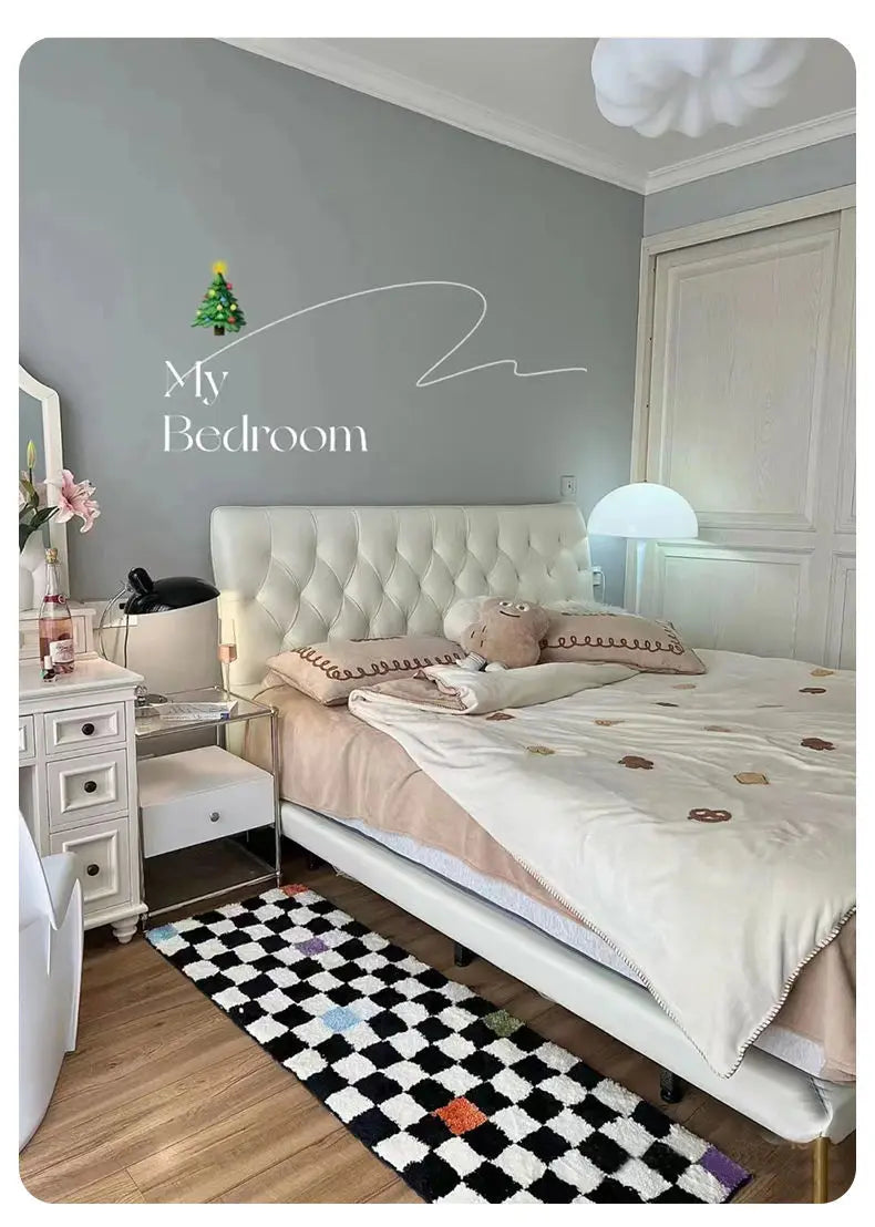 Tapetes de cashmere para decoração de quarto, tapete de cabeceira listrado Maison, tapete felpudo para sala de estar, tapete denso, tapete infantil.