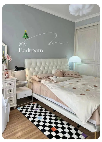 Tapetes de cashmere para decoração de quarto, tapete de cabeceira listrado Maison, tapete felpudo para sala de estar, tapete denso, tapete infantil.