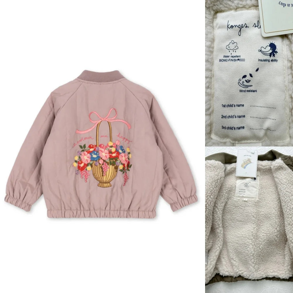 Jaquetas de inverno 2025 para bebês meninos, em lã de cordeiro com lantejoulas e desenhos animados. Roupas infantis para meninas, casaco corta-vento, estilo aviador, tamanhos de 1 a 9 anos.