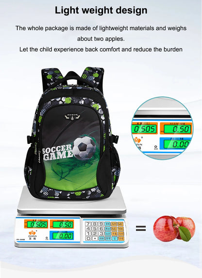 Mochila escolar infantil masculina com estampa de futebol, mochila recortada estilo anime, bolsa de viagem com estampa de futebol, mochila escolar para adolescentes.