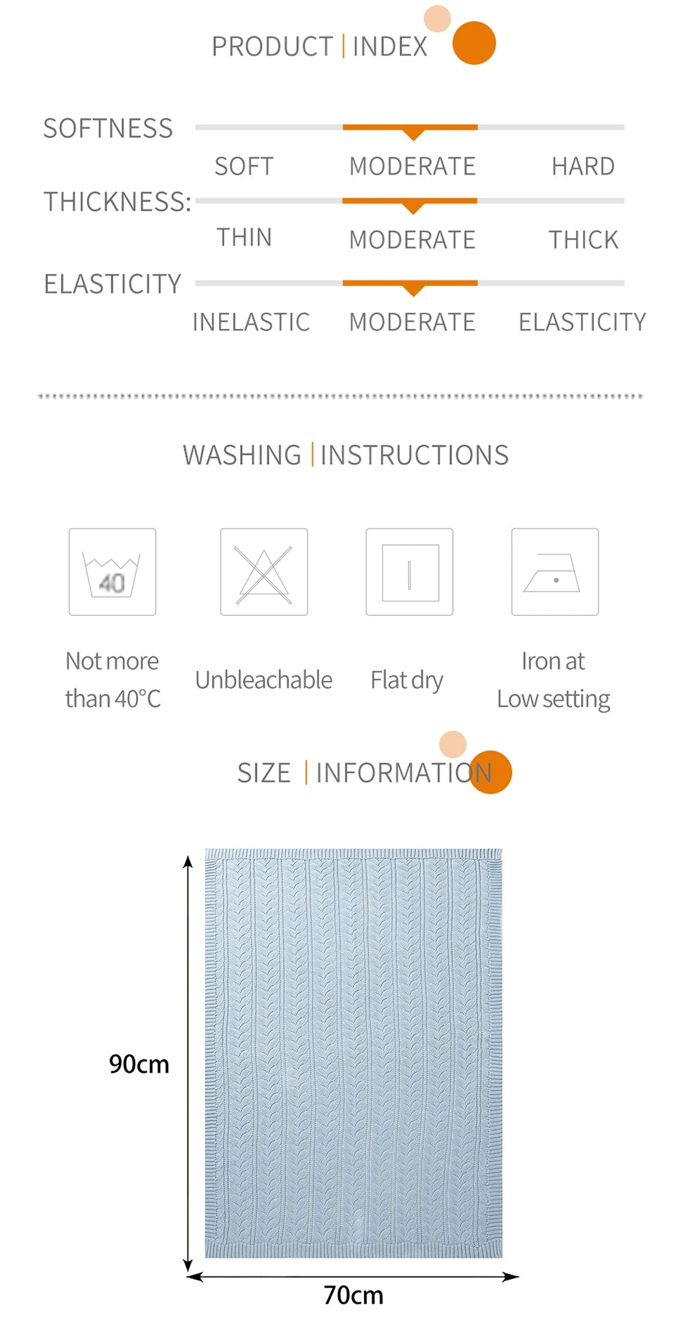 Mantas de algodão para bebês recém-nascidos, 90*70cm, tricotadas, neutras, para dormir, para meninos e meninas, para berço e soneca.